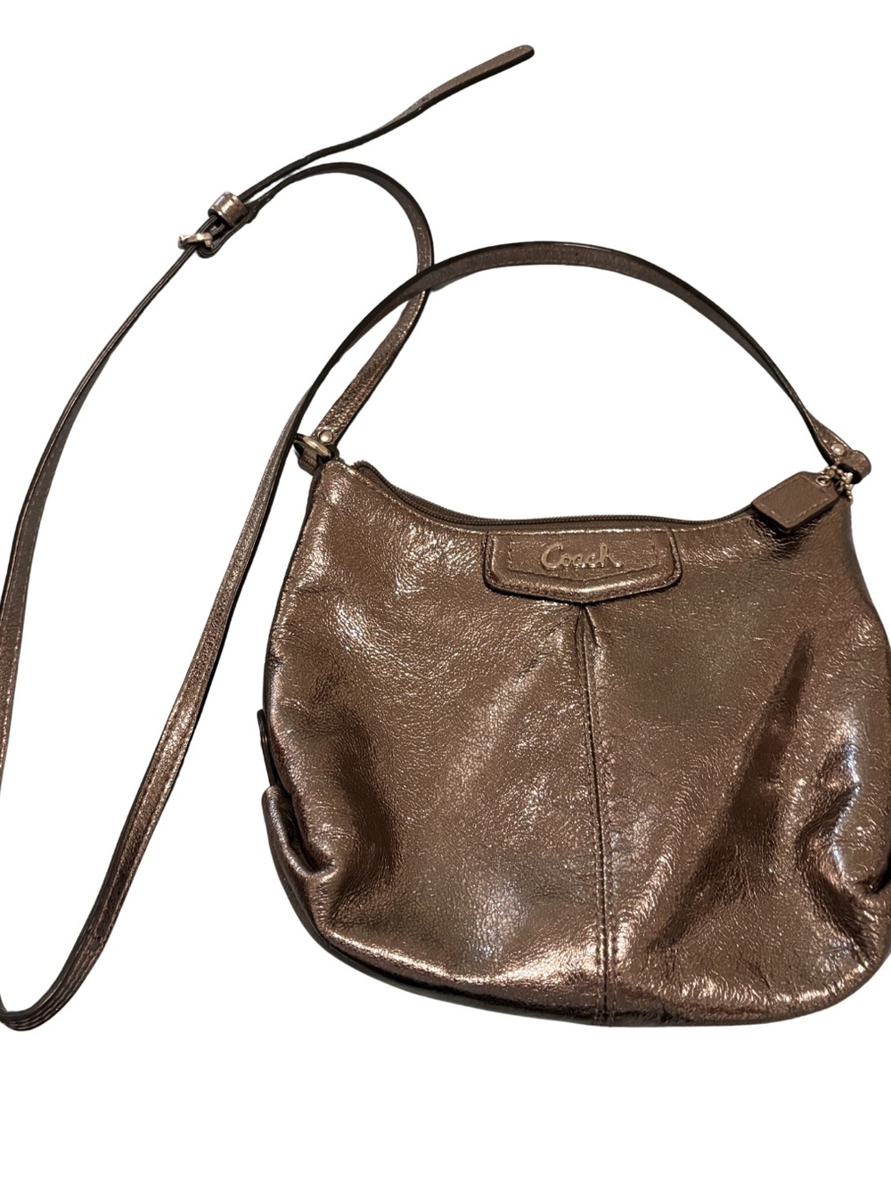 Metallic Coach crossbody hobo bag